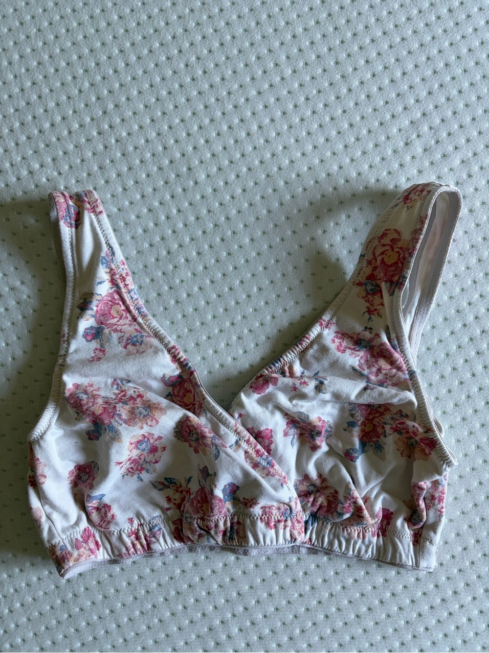 Motherhood Nursing Bralette in Cream with Pink Floral Print